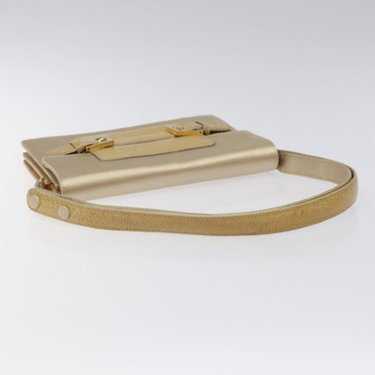 Fendi Square Flap Leather, BEIGE, SATIN, Shoulder bag