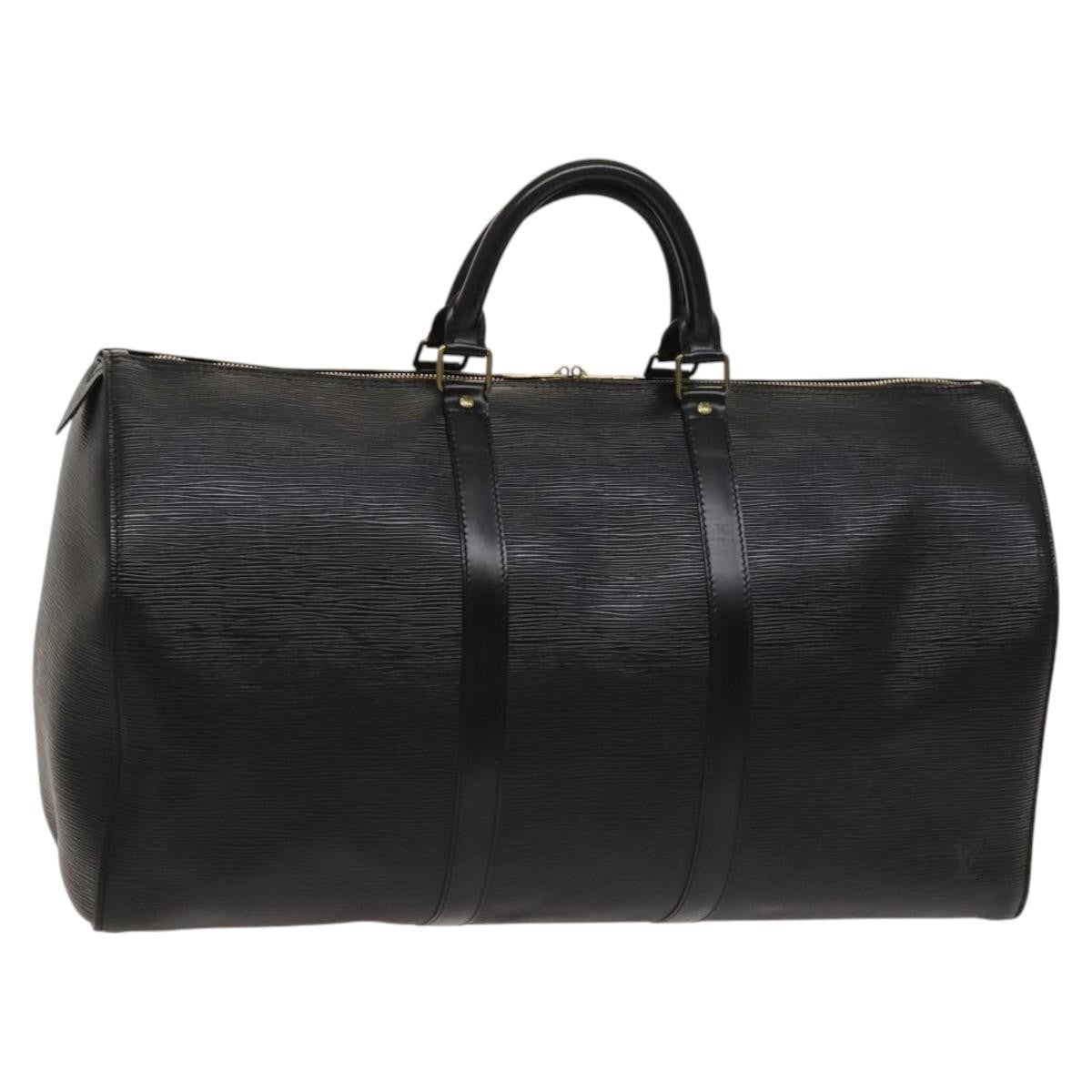 Louis Vuitton Keepall Bag Epi Leather, BLACK, LEATHER, Travel bag