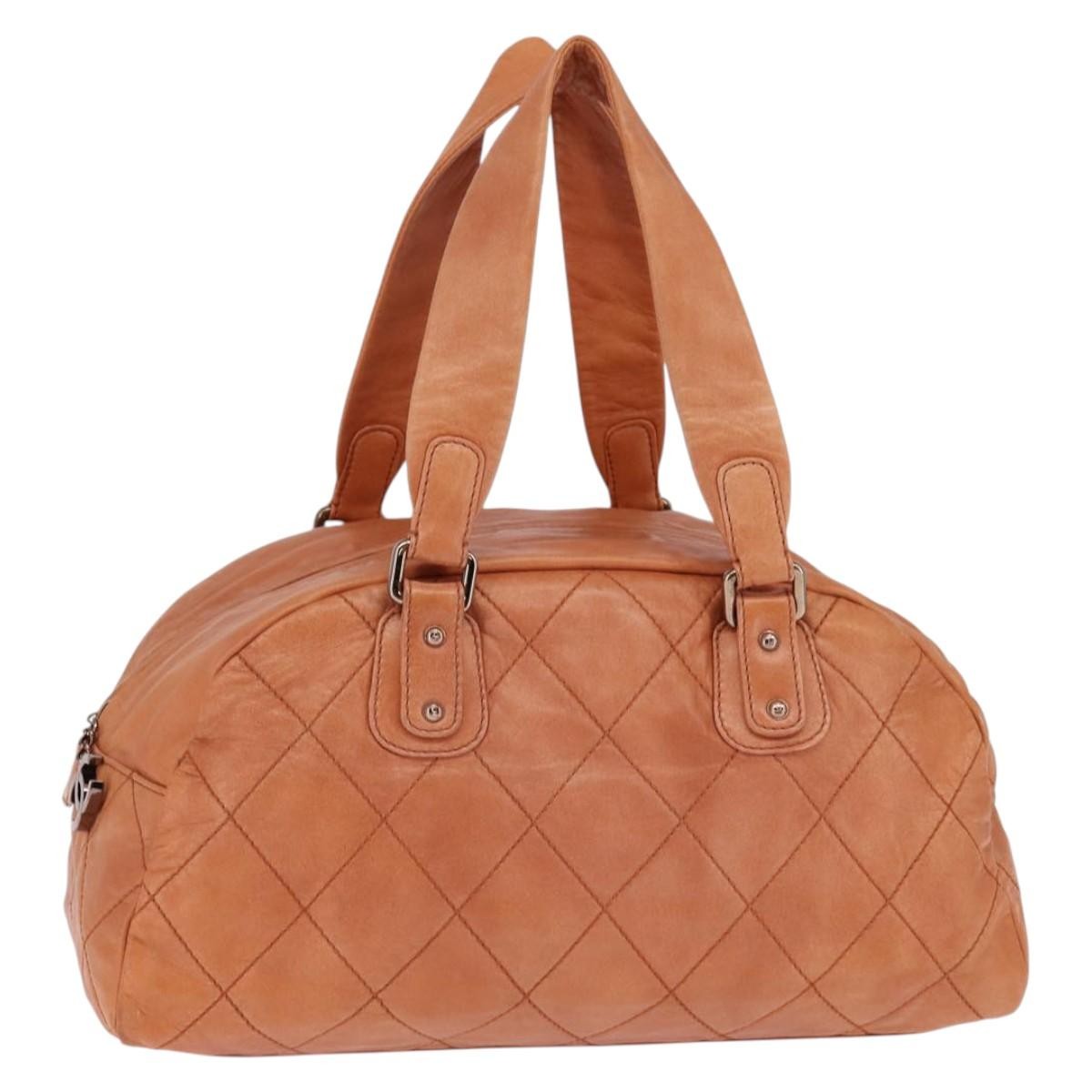 Chanel Cloudy Bundle Bowler Bag Quilted Lambskin, BROWN, LEATHER, Handbag