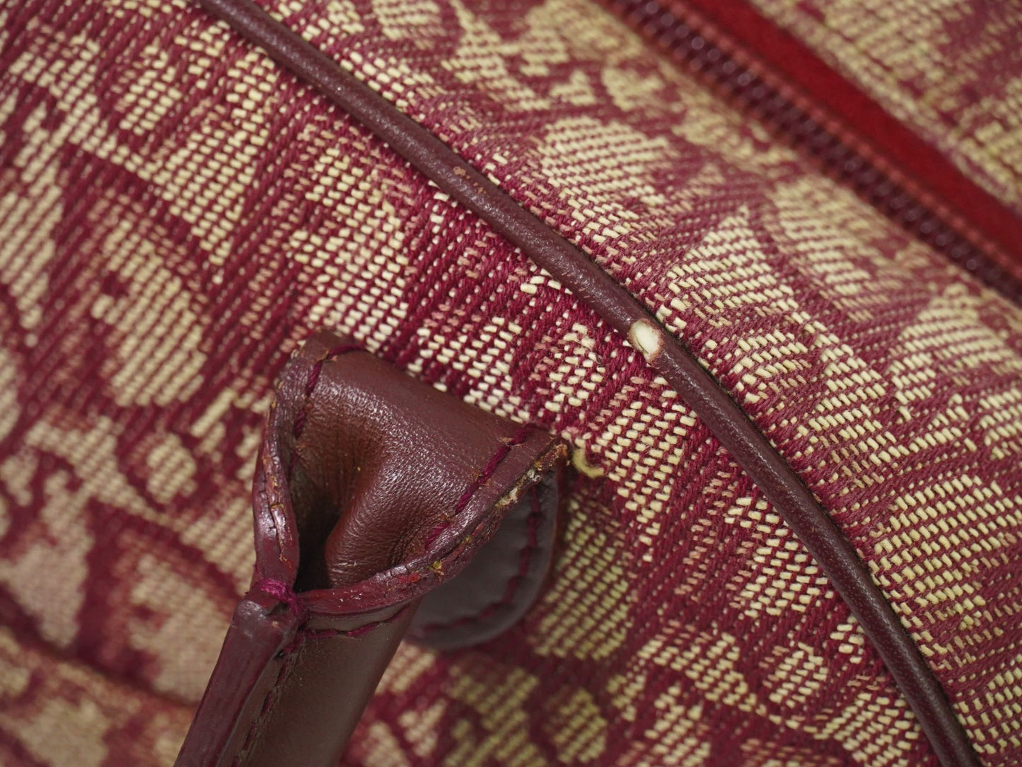 Christian Dior Vintage Saddle Bowler Bag Diorissimo Canvas, BURGUNDY, CANVAS, Handbag