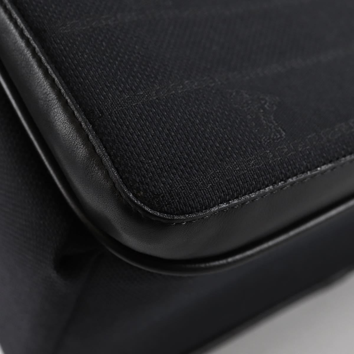 Versace Front Pocket Shoulder Bag Leather and Canvas, BLACK, CANVAS, Shoulder bag