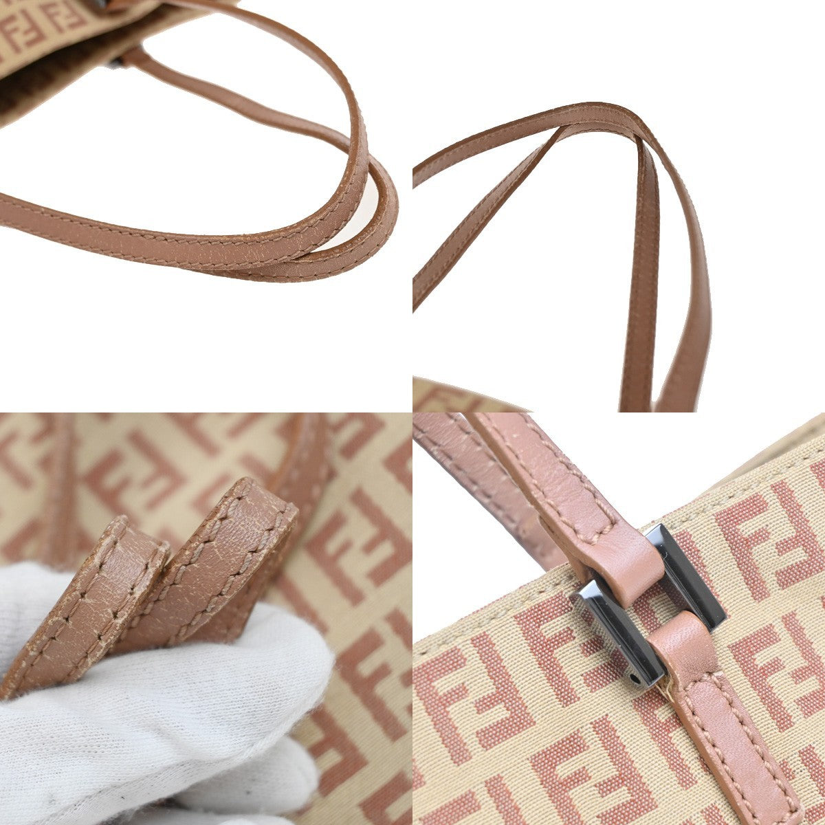 Fendi Shopping Tote Zucca Coated Canvas, PINK, CANVAS, Tote bag