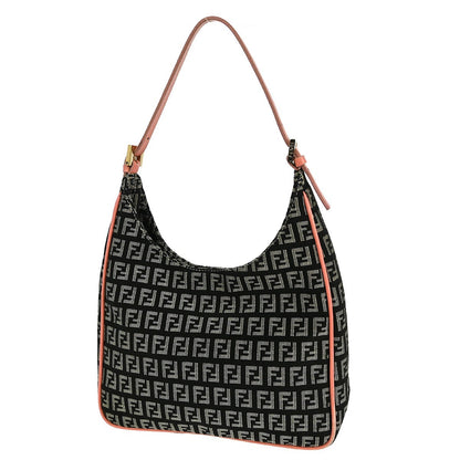 Fendi Zucchino Canvas, BLACK, CANVAS, Shoulder bag