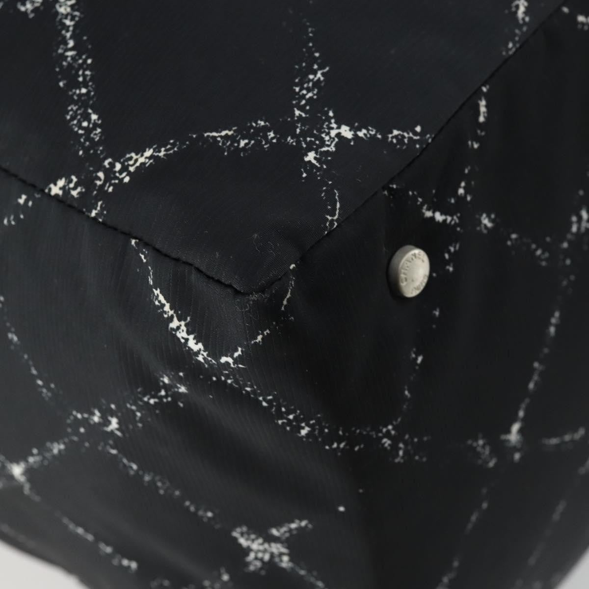 Chanel Travel Line Boston Bag Printed Nylon, BLACK, NYLON, Travel bag