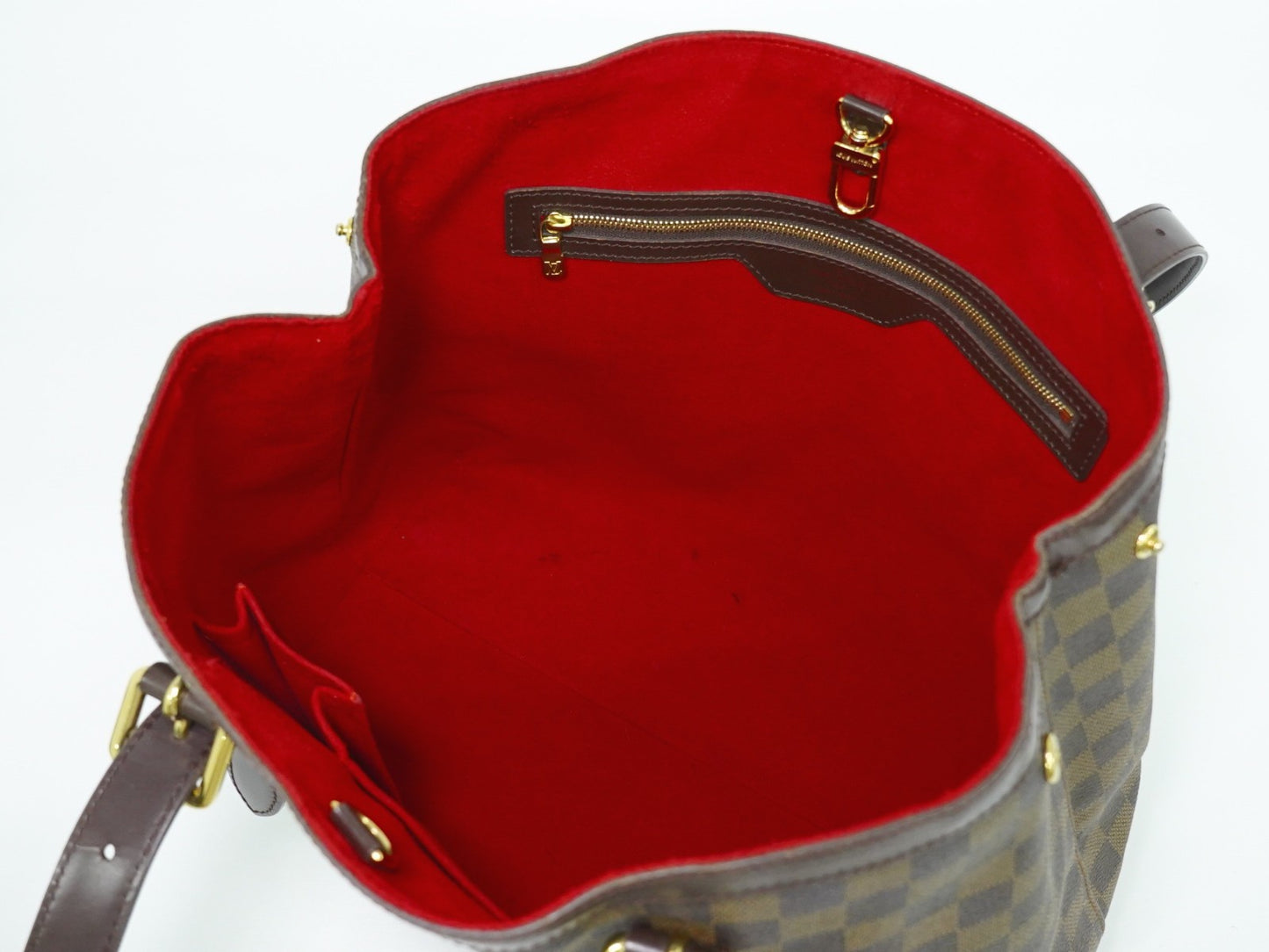 Louis Vuitton Hampstead Handbag Damier, BROWN, CANVAS, Tote bag