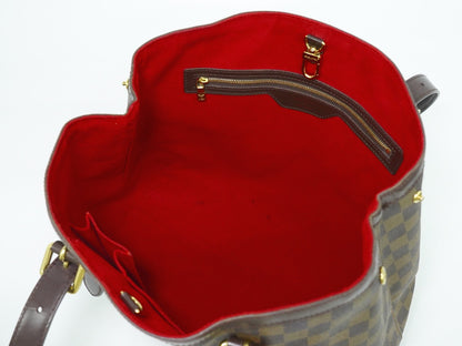 Louis Vuitton Hampstead Handbag Damier, BROWN, CANVAS, Tote bag