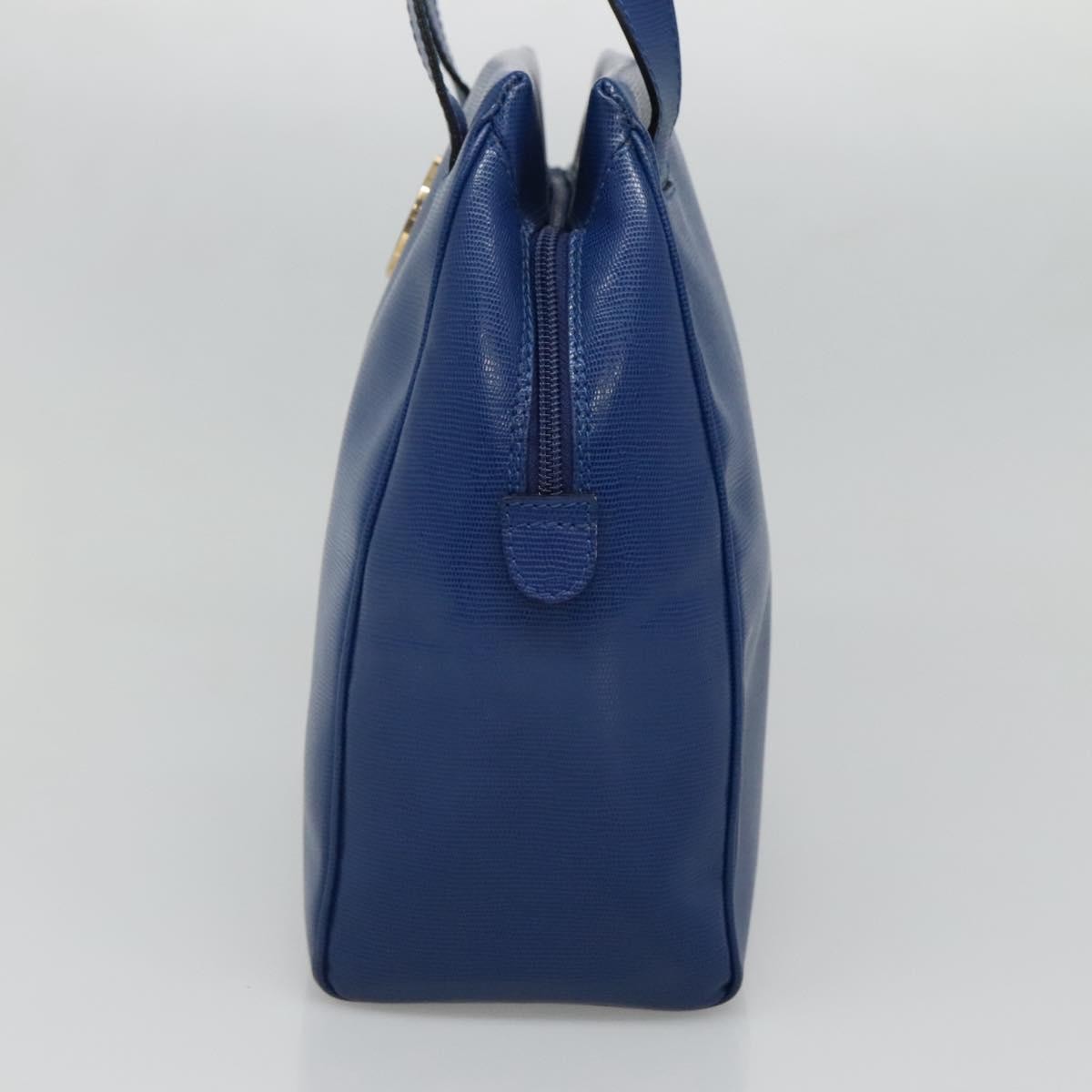 Celine Circle Logo Handbag Leather, BLUE, LEATHER, Handbag