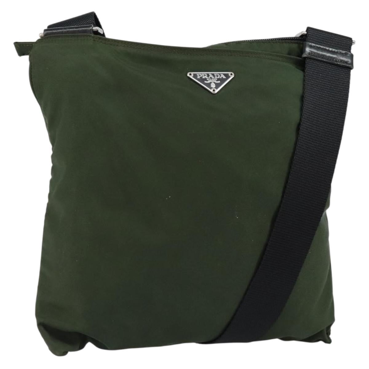 Prada Flat Messenger Bag Tessuto, KHAKI, NYLON, Shoulder bag
