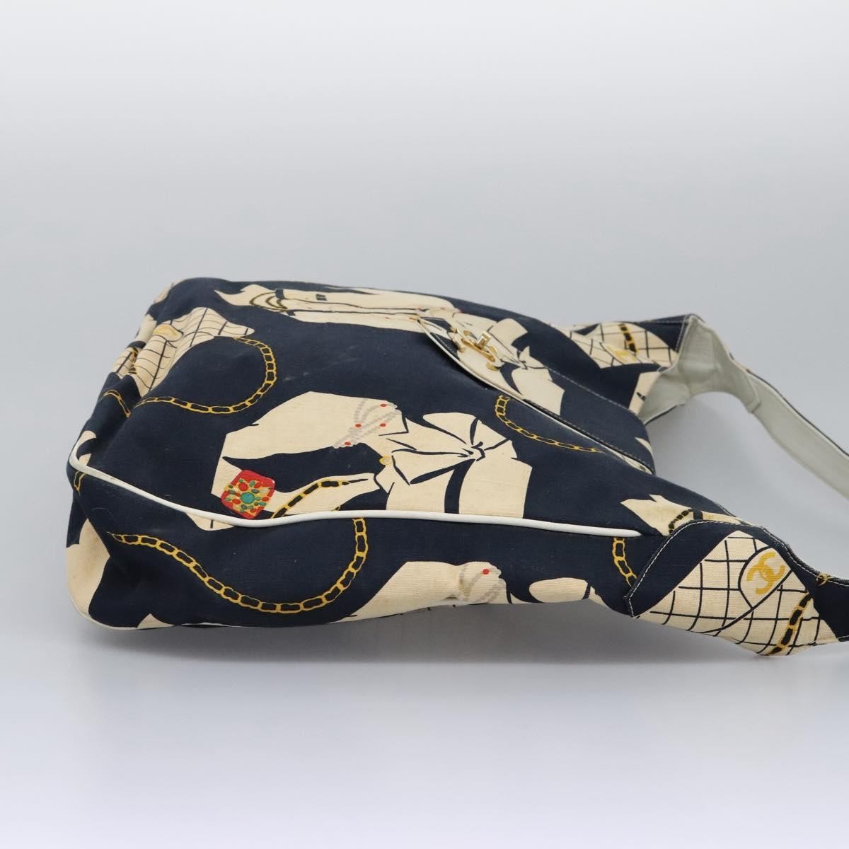 Chanel Miss Mademoiselle Shoulderbag Canvas, NAVY, CANVAS, Shoulder bag