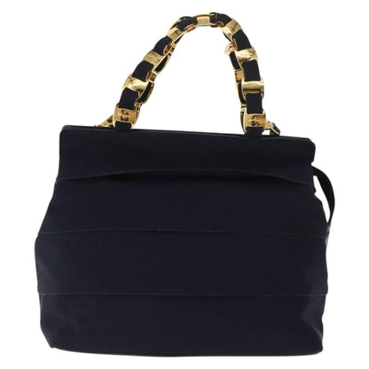 Salvatore Ferragamo Vala Handbag Canvas, NAVY, CANVAS, Handbag