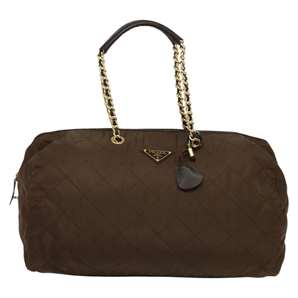 Prada Boston Bag Quilted tessuto, BROWN, NYLON, Travel bag