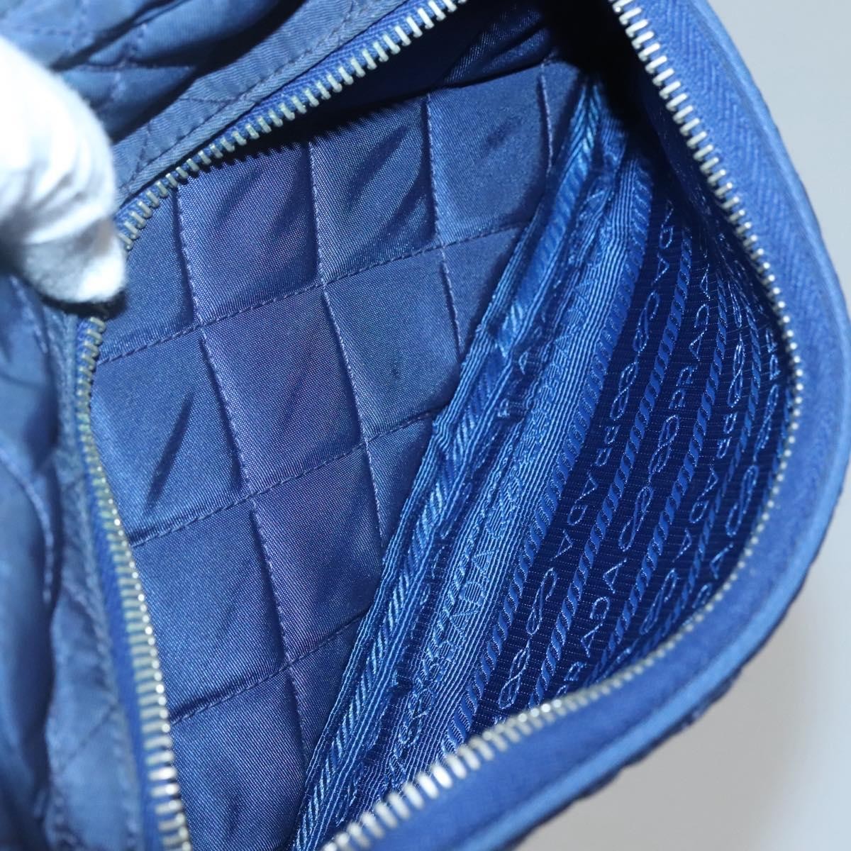Prada Front Pocket Camera Bag Quilted Tessuto, BLUE, NYLON, Shoulder bag