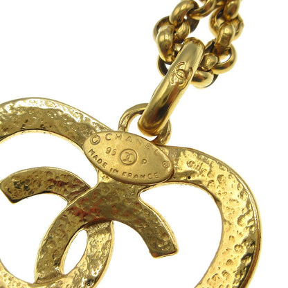 Chanel CC Heart Pendant Necklace Metal, GOLD, GOLD_PLATED, Necklace
