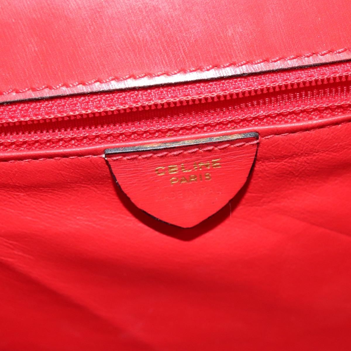 Celine Vintage Logo Top Handle Bag Leather, RED, LEATHER, Handbag