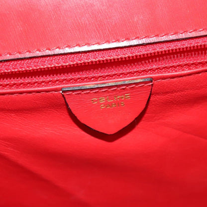Celine Vintage Logo Top Handle Bag Leather, RED, LEATHER, Handbag