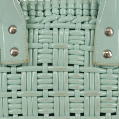 Balenciaga Bistro Panier Bag Woven Faux Leather, GREEN, RUBBER, Tote bag