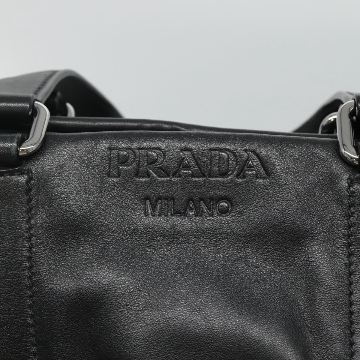 Prada Vintage Zip Handbag Tessuto, BLACK, LEATHER, Handbag