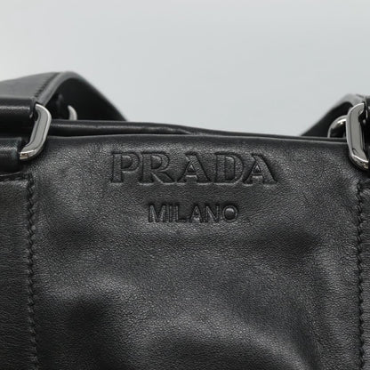 Prada Vintage Zip Handbag Tessuto, BLACK, LEATHER, Handbag