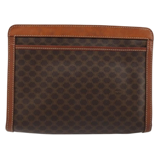 Celine Logo Triomphe Pouch Canvas and leather, Brown, Canvas, Clutch