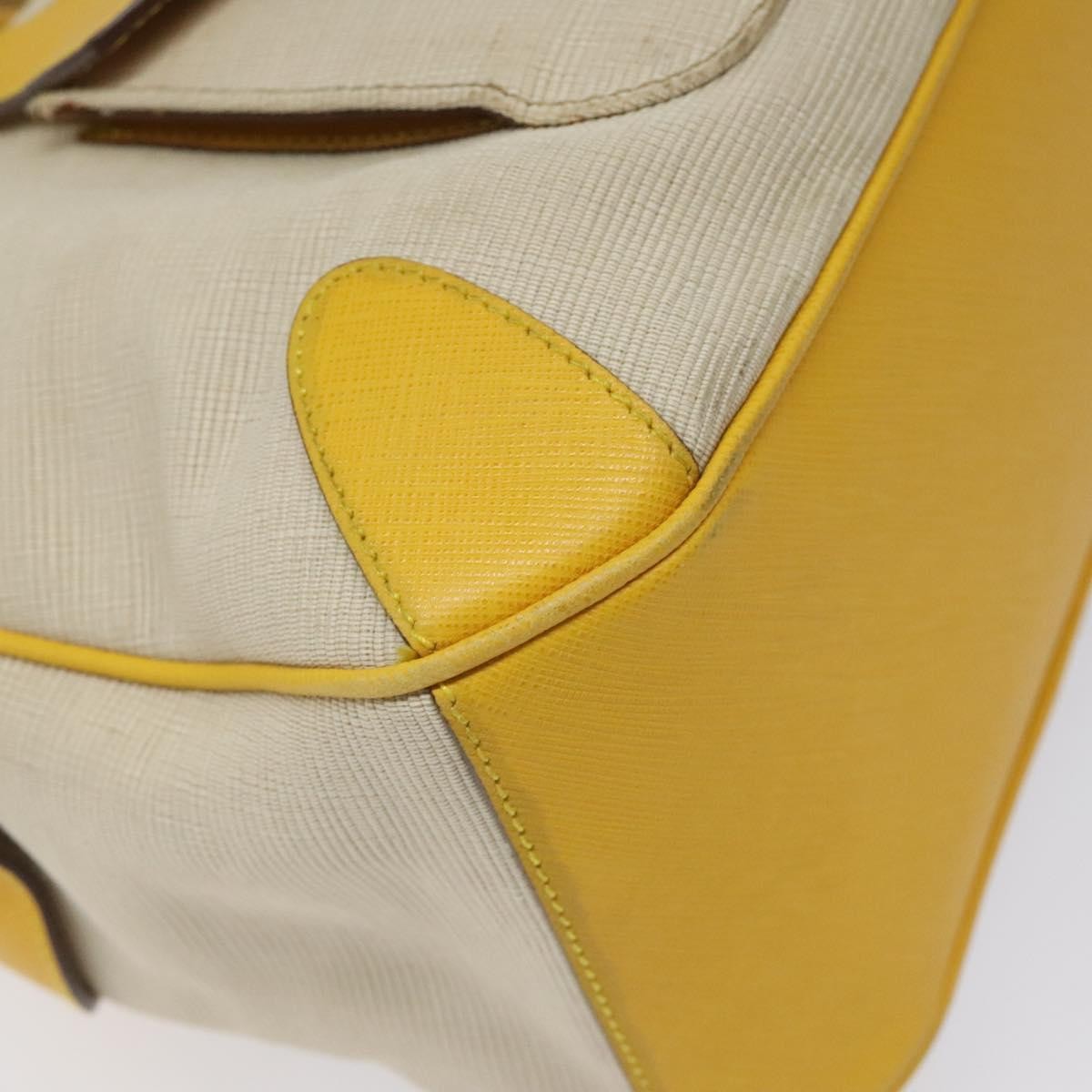 Salvatore Ferragamo Gancini handbag Canvas and Leather, YELLOW, CANVAS, Handbag