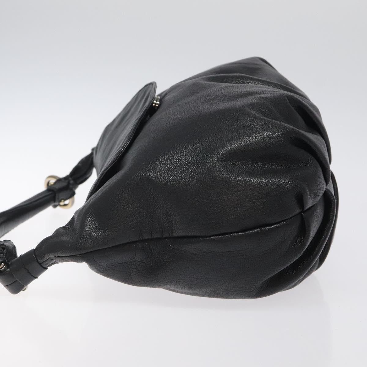 Salvatore Ferragamo Gancini handbag Leather, BLACK, LEATHER, Handbag