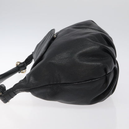 Salvatore Ferragamo Gancini handbag Leather, BLACK, LEATHER, Handbag