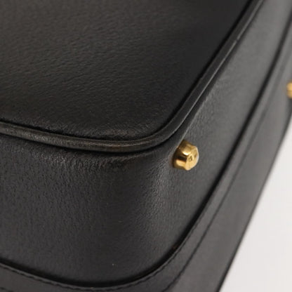 Gucci Vintage Bamboo Vanity Case Leather, NAVY, LEATHER, Handbag