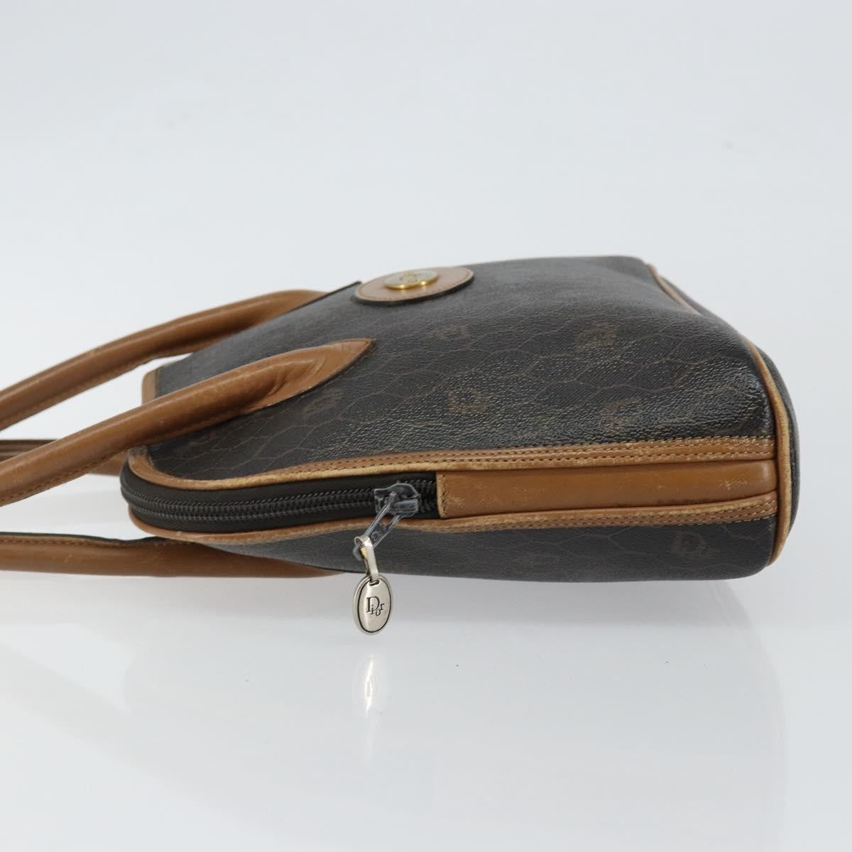 Christian Dior Vintage Honeycomb Handbag Canvas Leather, BLACK, CANVAS, Handbag