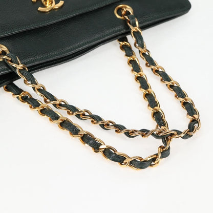 Chanel Vintage CC Lock Pocket Chain Tote Caviar, GREEN, LEATHER, Handbag