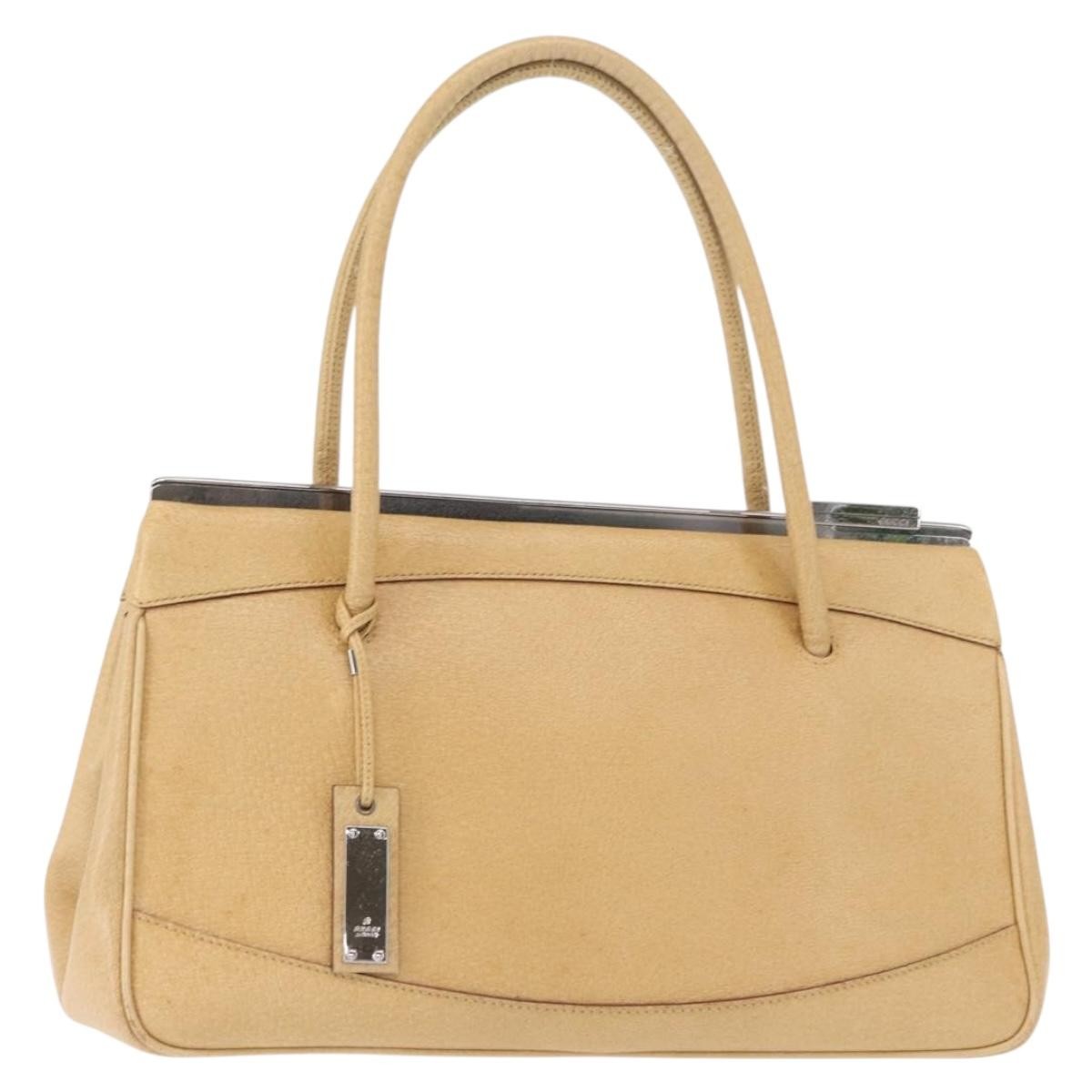 Gucci Vintage Handbag Leather, BEIGE, LEATHER, Handbag
