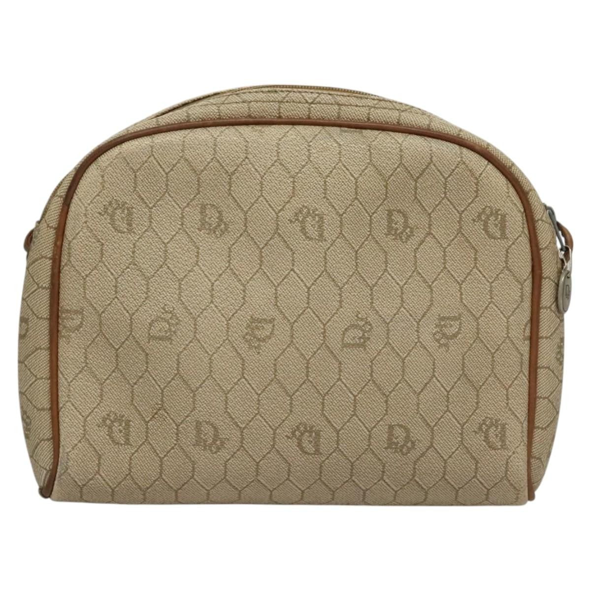 Christian Dior Vintage Honeycomb Shoulder Bag Canvas, BEIGE, CANVAS, Shoulder bag