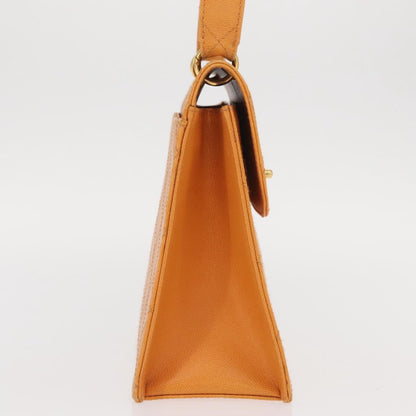 Chanel Vintage CC Flap Shoulder Bag Leather, ORANGE, LEATHER, Shoulder bag