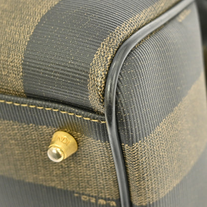 Fendi Vintage Pequin Convertible Boston Bag Coated Canvas, BROWN, CANVAS, Handbag