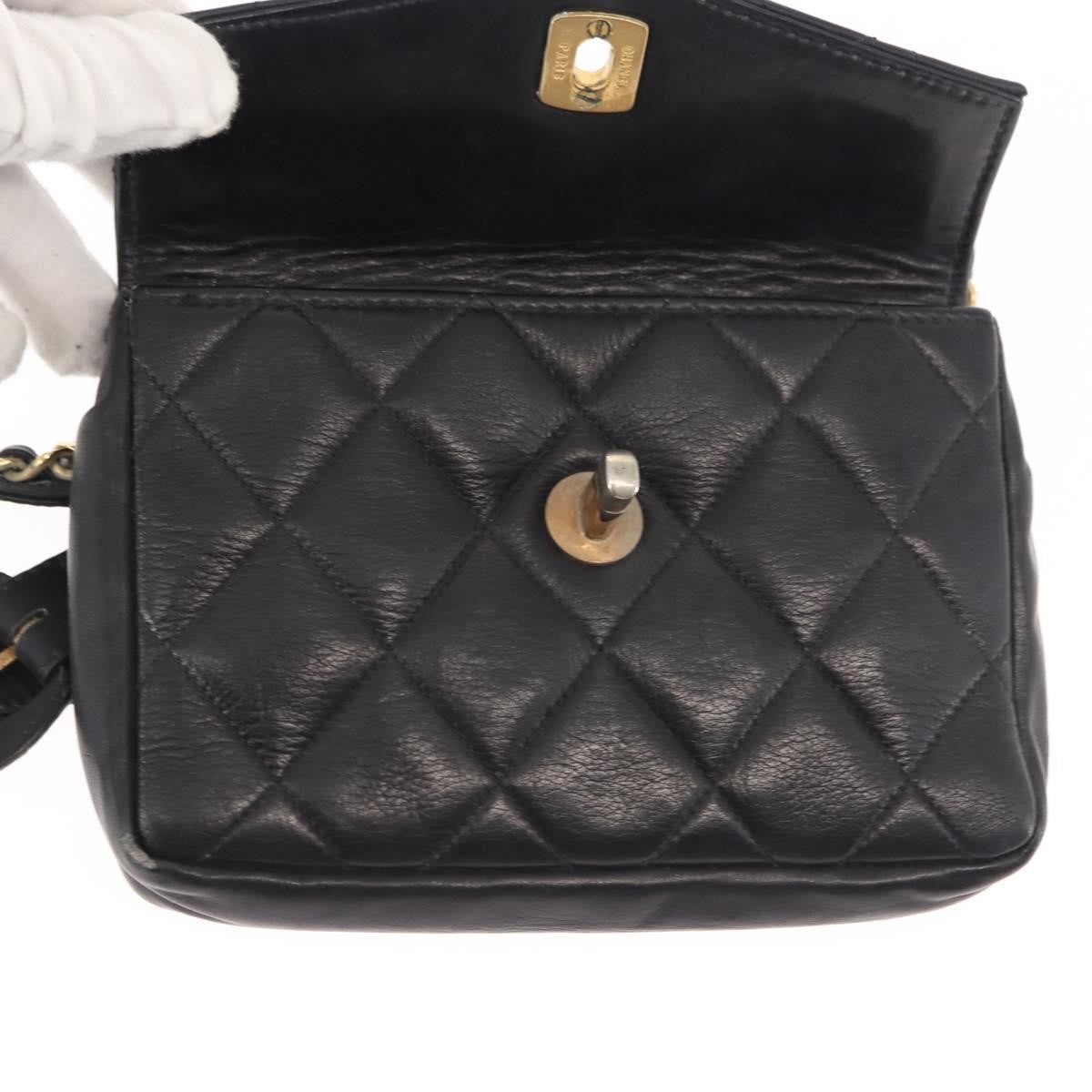 Chanel Vintage CC Flap Waist Bag Quilted Lambskin, BLACK, LEATHER, Shoulder bag