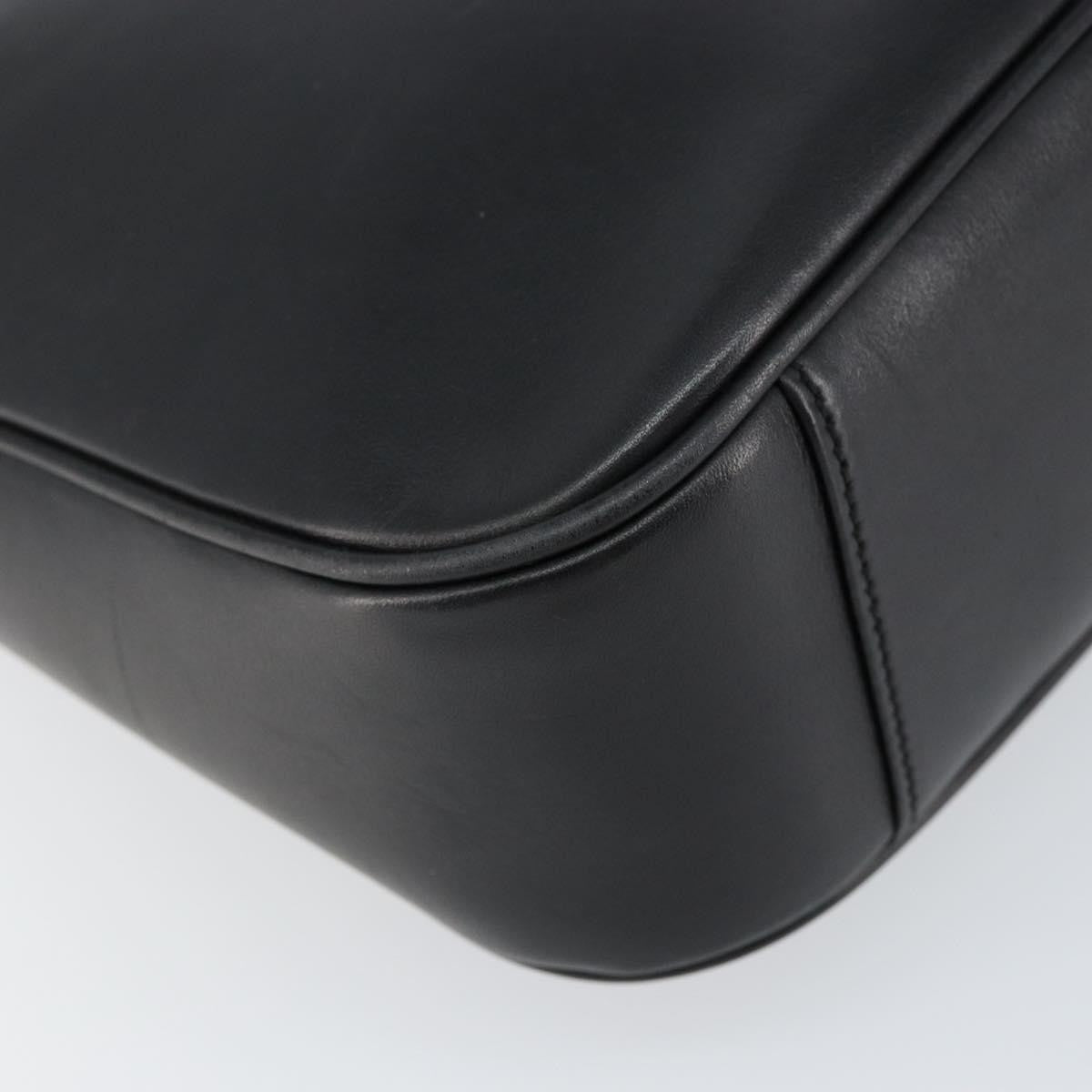 Gucci Vintage Bamboo Handle Open Hobo Leather, BLACK, LEATHER, Handbag