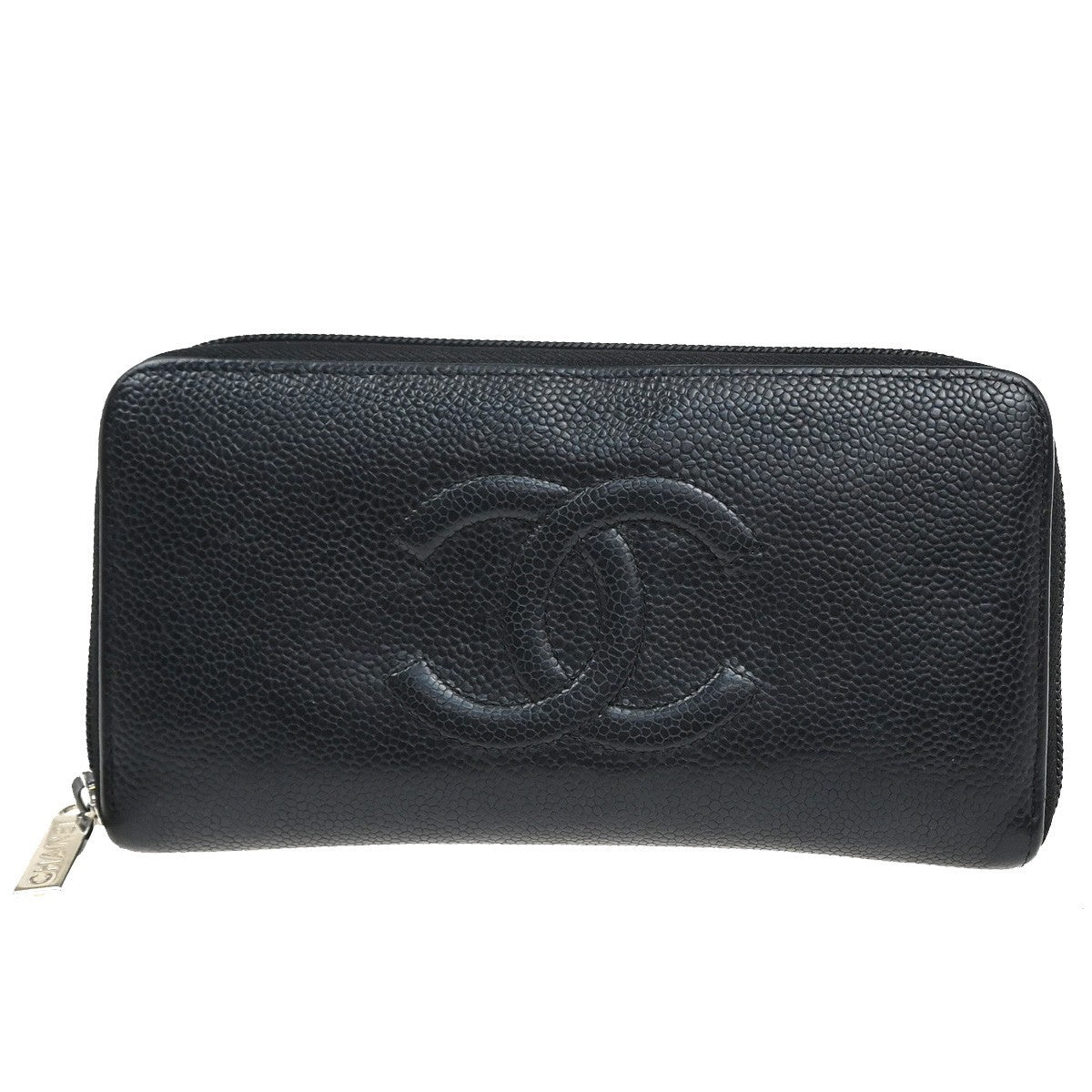 Chanel CC Zip Around Wallet Leather, Black, Leather, Wallet