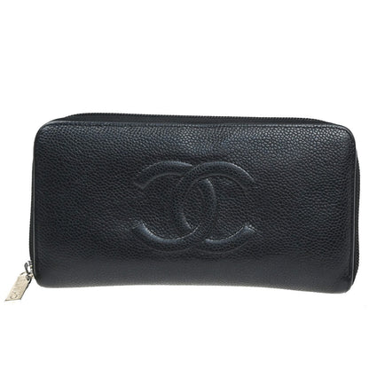 Chanel CC Zip Around Wallet Leather, Black, Leather, Wallet