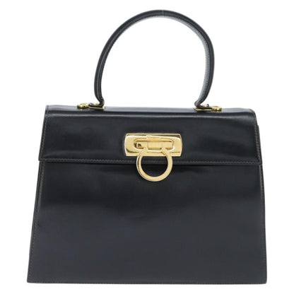 Salvatore Ferragamo Gancini Convertible Top Handle Bag Leather, BLACK, LEATHER, Handbag