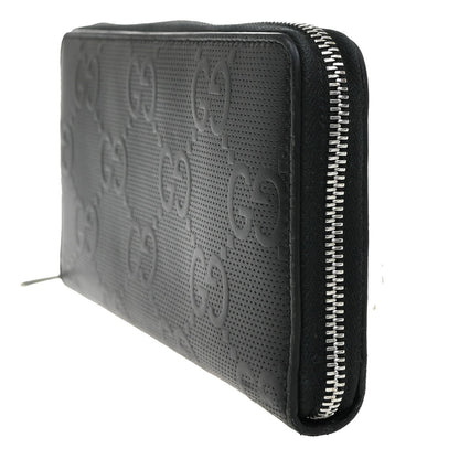 Gucci Signature Zip Around Wallet Guccissima Leather, BLACK, LEATHER, Wallets