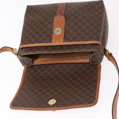Celine Vintage Macadam Shoulder Bag Canvas and Leather, BROWN, CANVAS, Shoulder bag