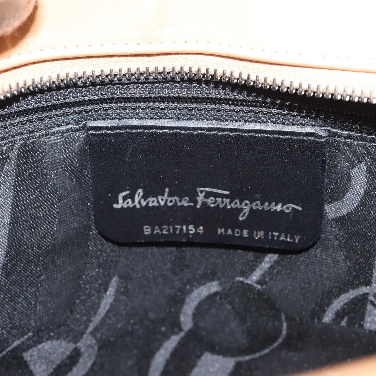 Salvatore Ferragamo Gancini Shoulder Bag Suede, Brown, Leather, Shoulder Bag