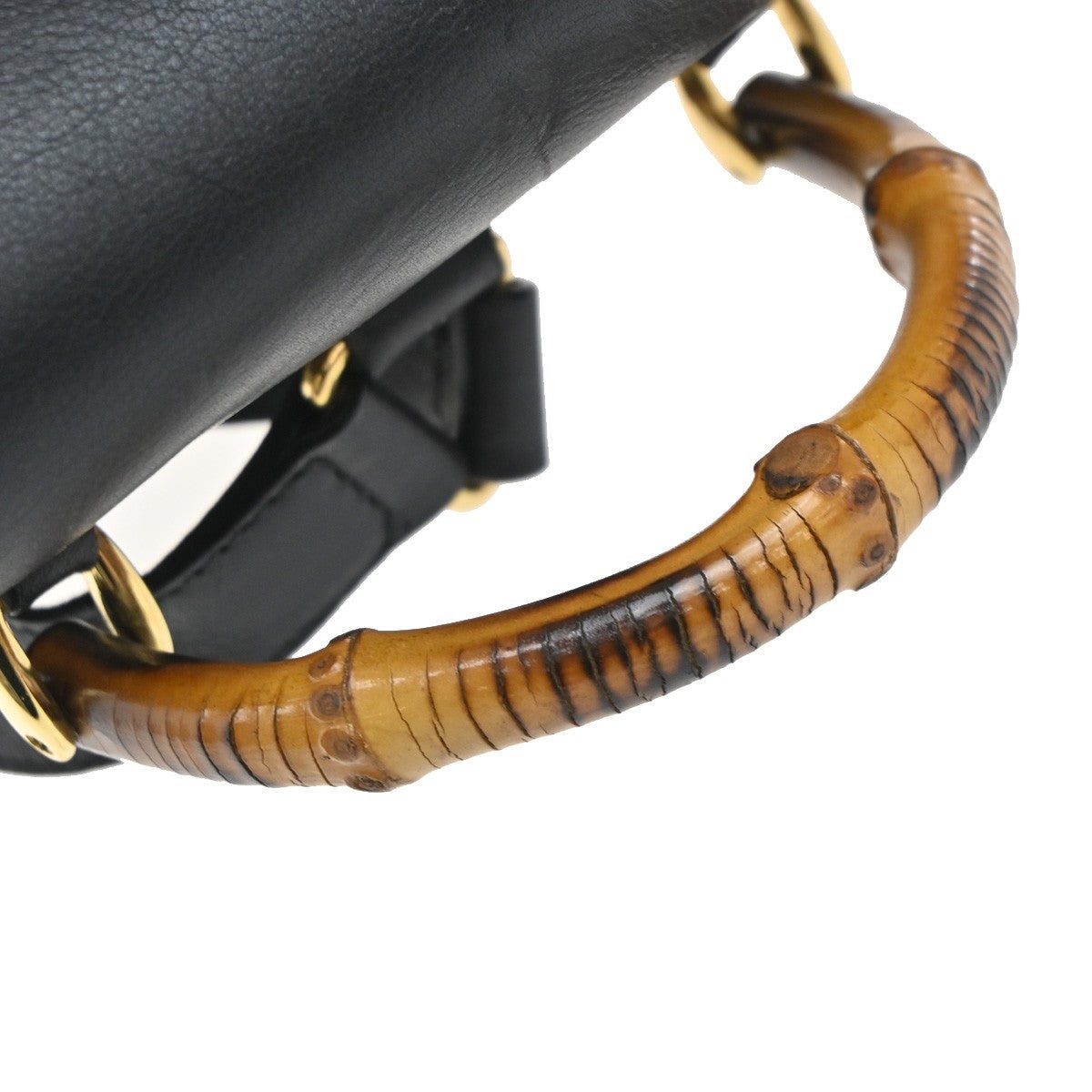 Gucci Vintage Bamboo Backpack Leather, BLACK, LEATHER, Backpack