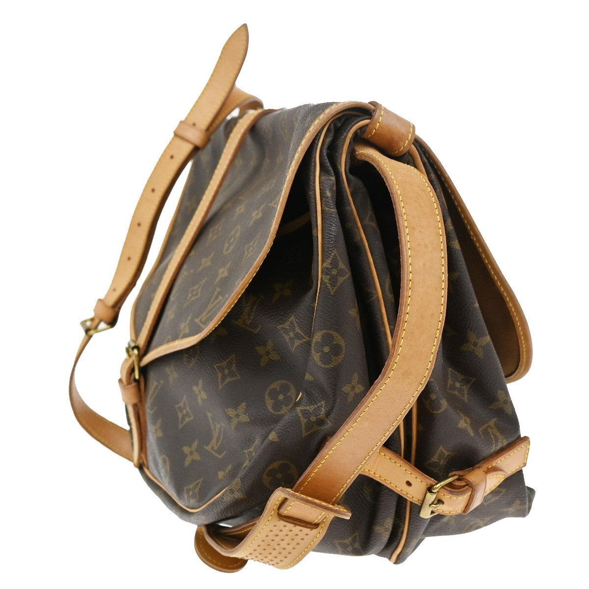 Louis Vuitton Saumur Handbag Monogram Canvas, BROWN, CANVAS, Shoulder bag