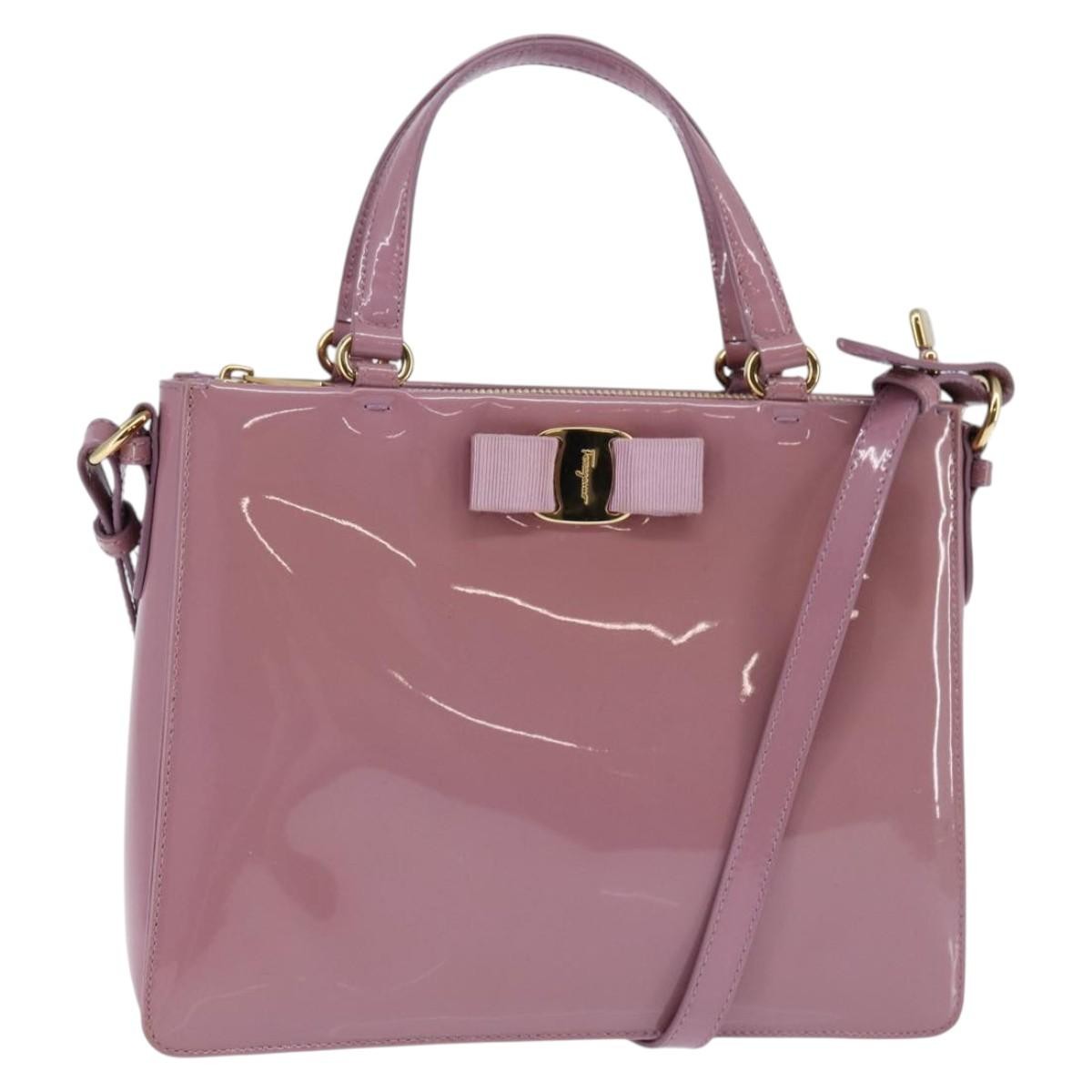 Salvatore Ferragamo Vala Handbag Patent leather, PURPLE, PATENT_LEATHER, Handbag