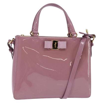 Salvatore Ferragamo Vala Handbag Patent leather, PURPLE, PATENT_LEATHER, Handbag