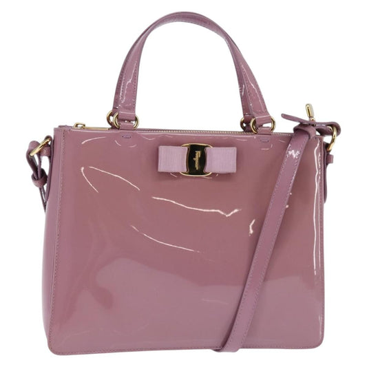 Salvatore Ferragamo Vala Handbag Patent leather, PURPLE, PATENT_LEATHER, Handbag