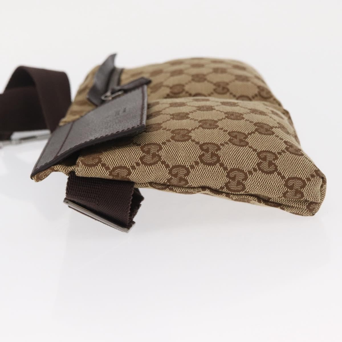 Gucci Vintage Double Belt Bag GG Canvas with Leather, BEIGE, CANVAS, Clutche & pouche