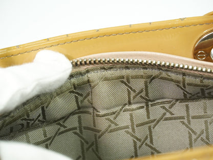 Christian Dior Vintage Lady Dior Bag Cannage Quilt Patent, BEIGE, PATENT_LEATHER, Handbag