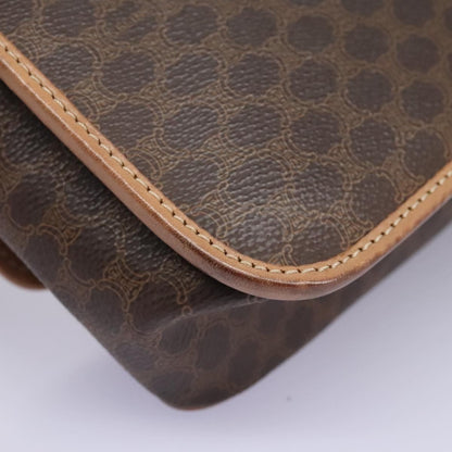 Celine Vintage Macadam Circle Logo Shoulder Bag Canvas and Leather, BROWN, CANVAS, Shoulder bag