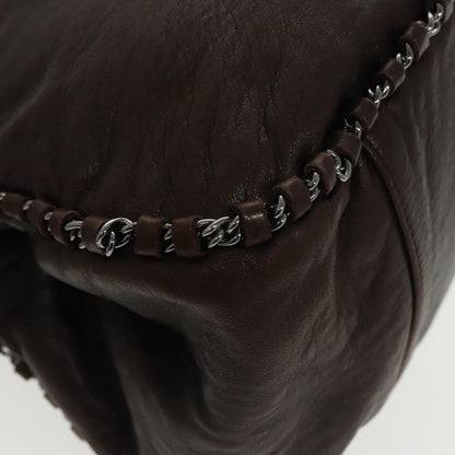 Chanel Vintage Chain Around Shoulder Bag Leather, BROWN, LEATHER, Shoulder bag